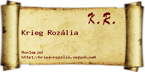 Krieg Rozália névjegykártya
